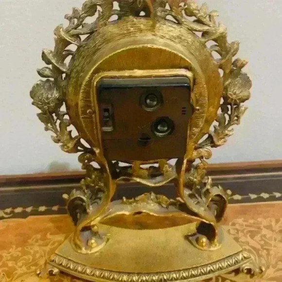 Vintage Matson K800 Rose Ormolu Gold Battery Powered Mantle Desk Clock Alarm - Picture 5 of 8